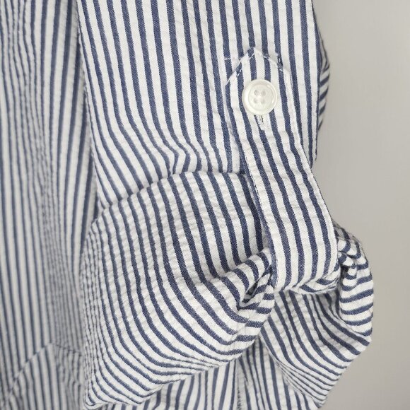 Joan Rivers 2X Striped Cotton Button-Down Shirt with Pockets - Picture 6 of 6